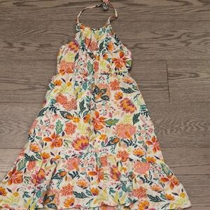 Old Navy Kids Floral Halter Kids Dress - Pink & Orange Size M